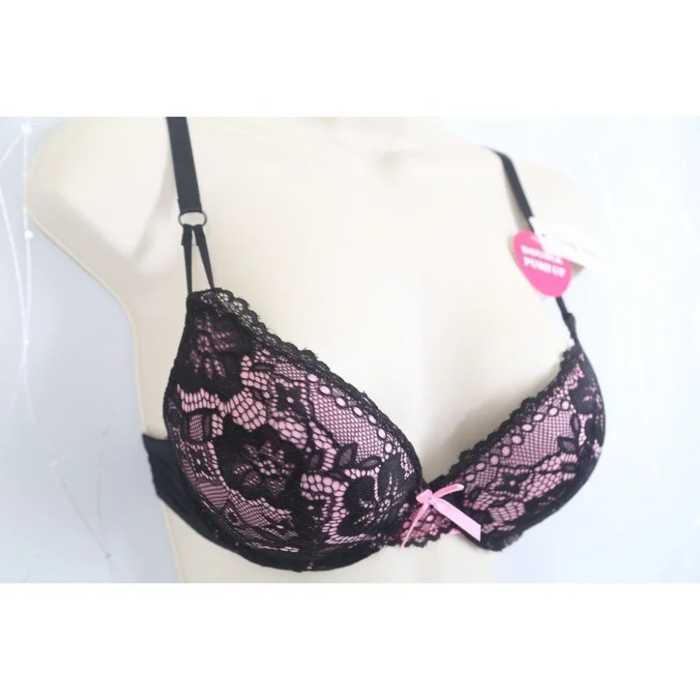 VS Bombshell Inspired Adds 2 Cups Ultimate Pushup Bra 36B Black Lace - Picture 3 of 9